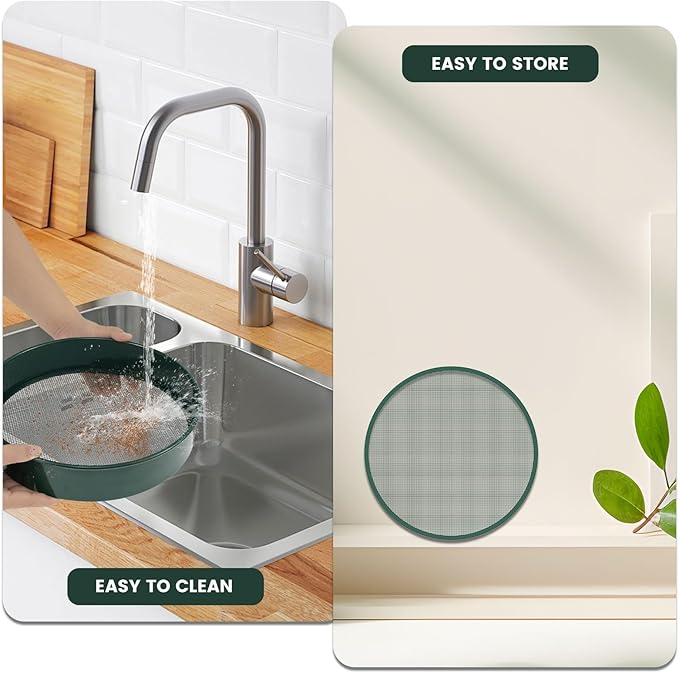 Soil Sifter for Gardening 12 Inch Dirt Garden Sieve Soil Sifter with 4 Replaceable Fine Screens and Shovel Rock Sieve Sifter Sifting Pan Soil Sieve Sifter Set