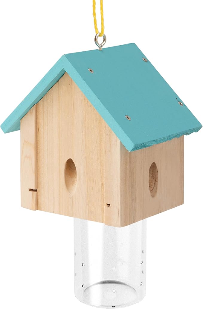 Carpenter Bee Trap for Outside - Best Bee Trap - Blue Cabin Style Nature Hanging Wood Carpenter Bee Traps Outdoor - Insect Traps with Removable Vault (1 Pack)