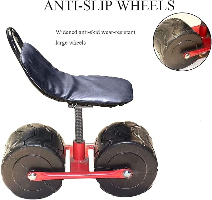 Garden Rolling Work Seat Adjustable Height 360 Degree Swivel Gardening Seat on Wheel Swivel Weeding Stool Outdoor Lawn Care ?Picking Planting