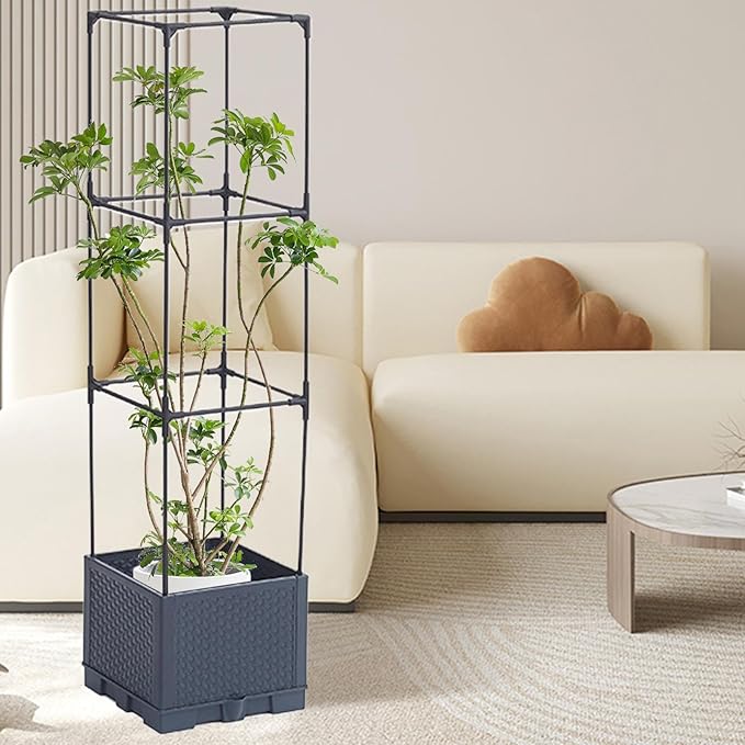 Planter Raised Beds | with Trellis Self-Watering Cage - Outdoor Plant Raised Garden Bedsfor Tomato Cucumber Pea Grape Vines Vegetable Flower Fruit Potted Indoor