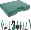 Homoyoyo Garden Tool Set with Carry Case 10pcs Heavy Duty Metal Shovels and Rakes Portable Gardening Supplies Kit for Planting and Landscaping Outdoor Use