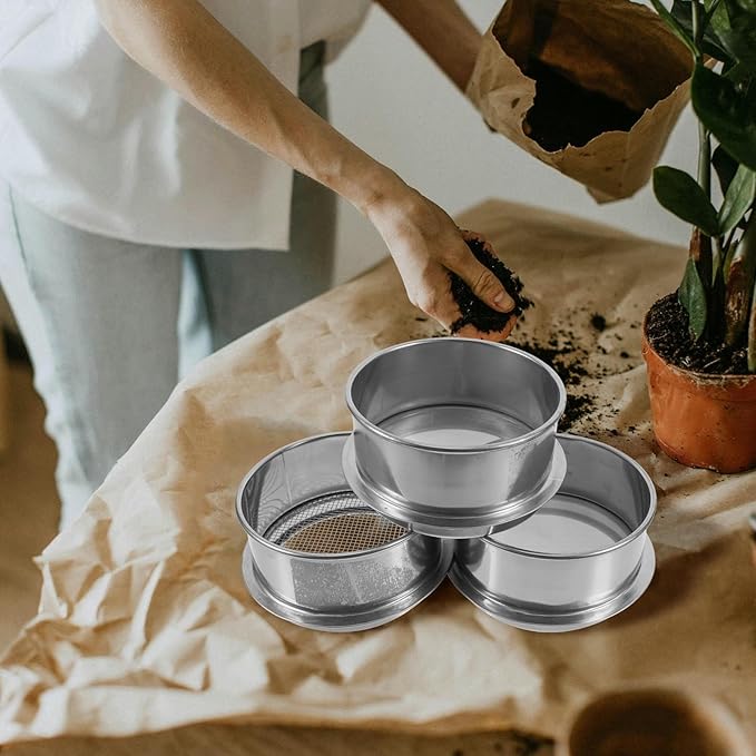 Stainless Steel Soil Sieve 3 Pcs Stainless Steel Sieve Fine Mesh Sifter for Powder Separation Soil Sifting 10 80 200 Kitchen Strainer