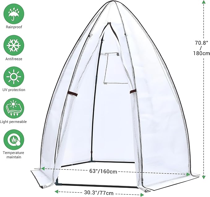 Portable Greenhouse for Outsides Ohuhu Heavy Duty Green House Tent with Durable PE Cover Garden Plant Protector with Zippered Door Mesh Window for Vegetables Flowers Fruits Herbs 63x54x71 Inch