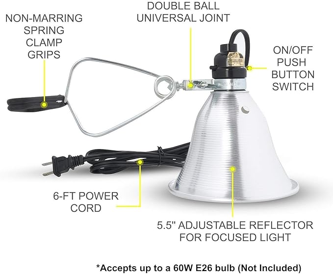 Simple Deluxe E26 Clamp Light Socket with 5.5 Inch Aluminum Reflector Suit for Max 60 Watt Lamp (No Bulb Included) with 18/2-Gauge 6 Feet Cord 4 Pack