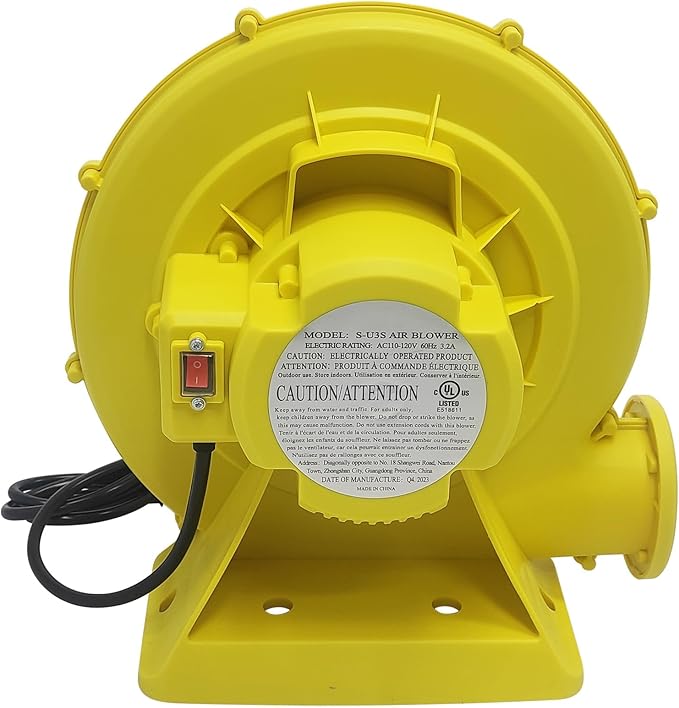 INTBUYING 380W Inflatable Blower 0.5HP 110V-120V Air Blower for Inflatables PP Flame Retardant with High-Speed Motor and Stable Base for Camping Wedding Party Backyard