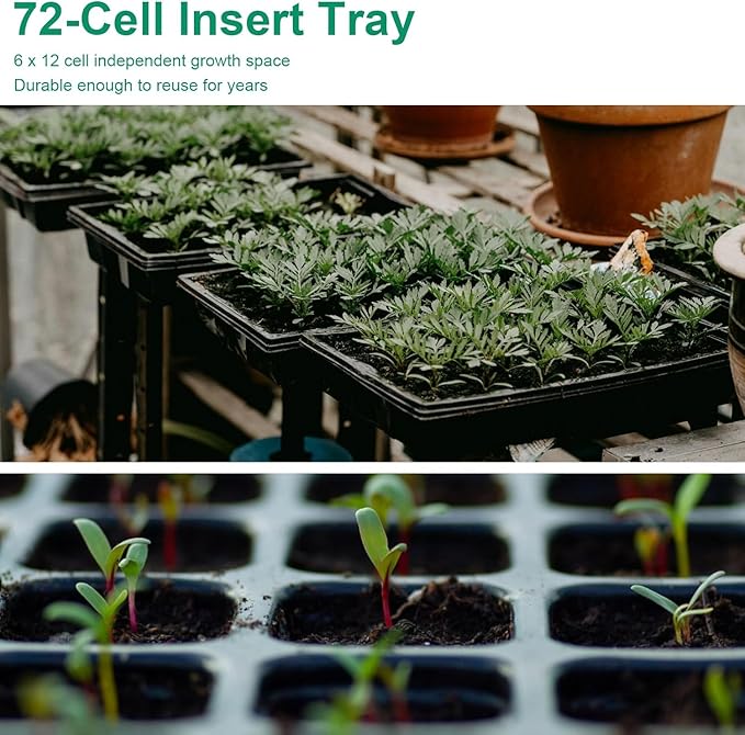 20 Pack Flower and Plant Cultivation Trays1020 Seed Starting Trays No Holes and 72 Cell Seedling Starter Plugs Reusable for Microgreen Seedling Germination Indoor Outdoor Gardening