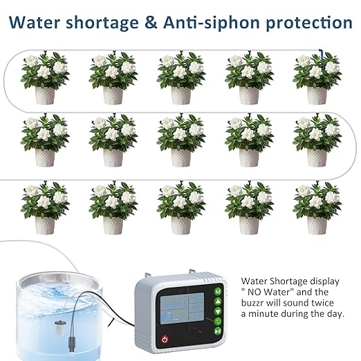 SoulBay Automatic Plant Waterer Indoor Self Watering System for 15 Potted Plants USB Rechargeable Drip Irrigation Kit with Programmable Water Timer LCD Display for Vacation Garden