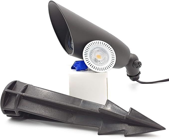 Easy Install Bronze Cast Aluminum Directional Lighting – Spotlight Directional Landscape Light Increase Home Security and beauty 12V AC/DC with Bronze Finish Light with ABS Ground Stake -1/2