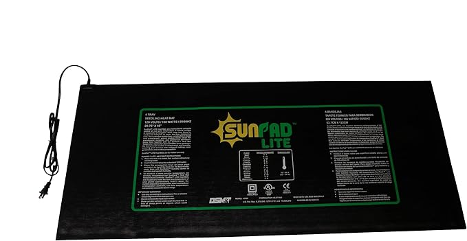 SUNPACK SunPad Lite 100W Seedling Heating Mat Black 48 x 20.75 - Made for Propagating Seedlings and Cuttings Ideal for Greenhouses and Indoor Gardening