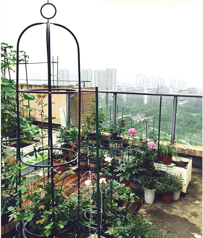 1.85M Tall Garden Trellis for Climbing Plants Garden Trellises Cenador Rustproof Metal Plant Climbing Support for Indoor Outdoor Flowers Vegetable Fruits Vines Support (Dark Green)