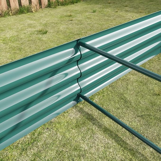 Heavy-Duty Galvanized Steel Raised Garden Bed for Outdoor Vegetable Flower and Herb Planting – Rust-Resistant &amp Durable (Green with 8x4x1ft)