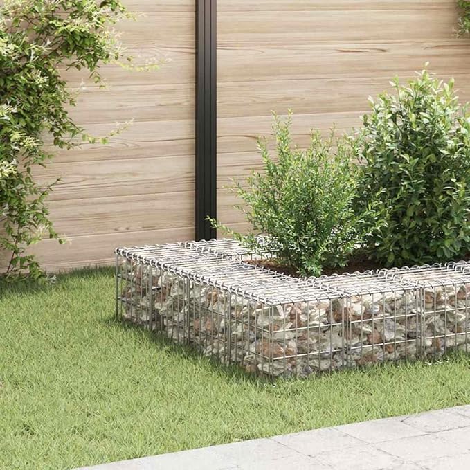 Gabion Raised Bed 11.8 inch Metal Steel Wire Cube Planter Box Rustproof Industrial Garden Fence Planter for Patio Balcony Yard Outdoor Privacy Decor