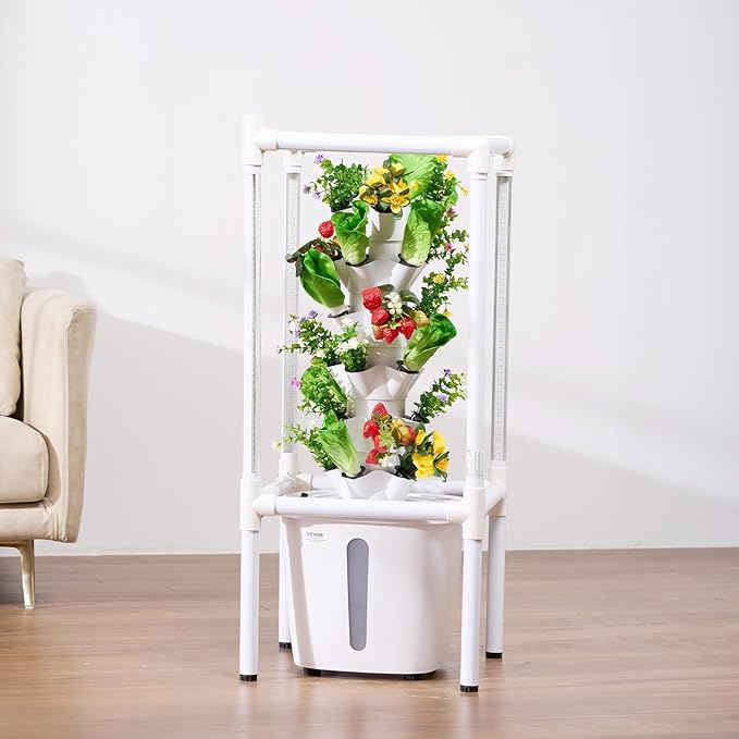 VEVOR Hydroponic Growing System with Grow Light 30 Pods Vertical 6 Tiers Hydroponic Tower Home Hydronic Garden with Water Pump Plants Germination Kit for Indoor Herbs Fruits and Vegetables