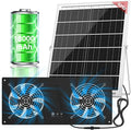 40W Solar Powered Exhaust Fan with 18000mAh Battery &amp Timer 3500RPM High-Speed Waterproof Ventilation Fan for Chicken Coop Greenhouse Shed Pet House &amp Window