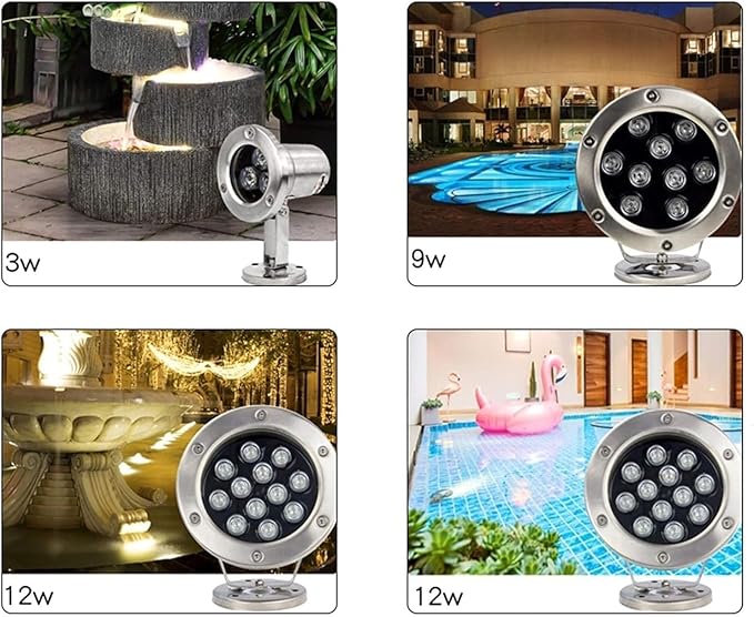 Underwater Light - 12V LED Beam Spotlight Underwater Pond Spotlight Low Voltage Fountain Lighting LED Waterproof IP68 Stainless Steel Underwater Light for Pool Fountain Pond(Blue18W(12v))