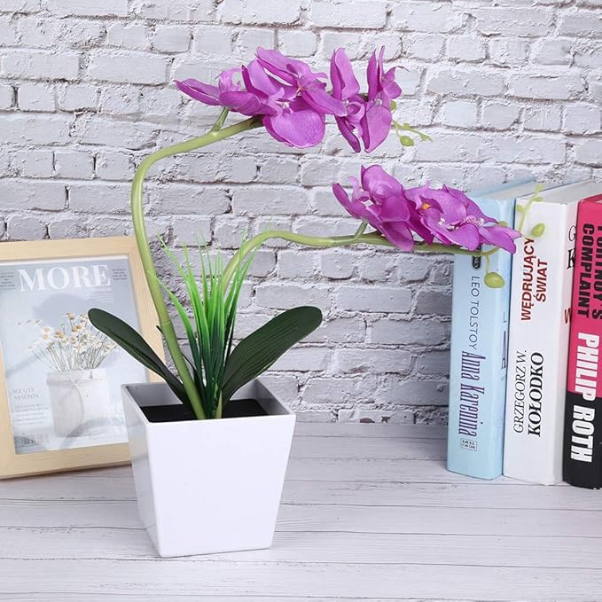 9LED Artificial Flower Pot Lamp Simulation Phalaenopsis Bonsai Light Foldable LED Decorative Flower Lamp with Bright White LEDs for Indoor Outdoor Home Decoration