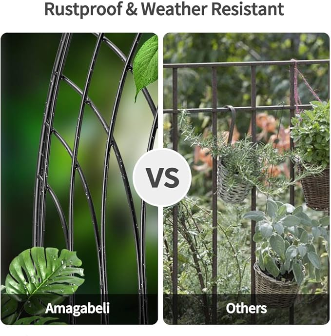 Amagabeli 2 Pack 75” x 31” Large Garden Trellis for Climbing Plants Outdoor Garden Fencing Decorative Tall Plant Trellis Vegetables and Flower Metal Trellis for Rose Cucumber Pumpkins Vines Black