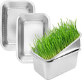 2 Set (4 Pack) Stainless Steel Sprouting Tray 13 x 9 inches Stainless Steel Germination Trays for Indoor Microgreens Broccoli Sprouts &amp Wheatgrass