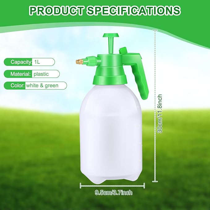 Nuogo 3 Pcs Handheld Pump Sprayer Manual Garden Sprayer Pressure Sprayer Pump Spray Bottle with Adjustable Brass Nozzle for Lawn Plants Weeds Spraying Watering