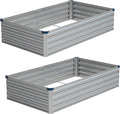 Vengarus 6x3x1FT (2 Pack) Galvanized Raised Garden Bed Kit Outdoor Metal Planter Box for Vegetables Rectangular Steel Container Easy Assembly (Silver)