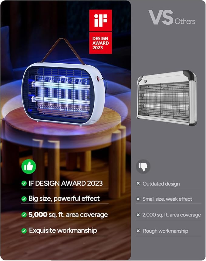 Buzbug Bug Zapper Indoor for 5000 Sq. Ft. 20W Instant Electric Mosquito Zapper High-Voltage Fly Zapper Fruit Fly Traps Fly Killer -MA015