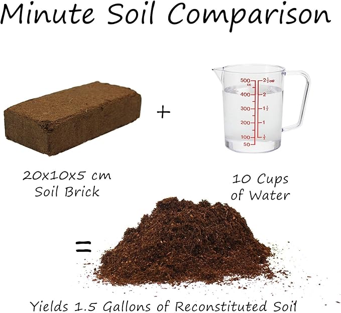 Minute Soil Organic Coco Peat 12 Pack – Lightweight Growing Bricks Expand to 18 Gal – Potting Mix for Microgreens Herbs Vegetables Flowers Indoor Containers Seed Trays