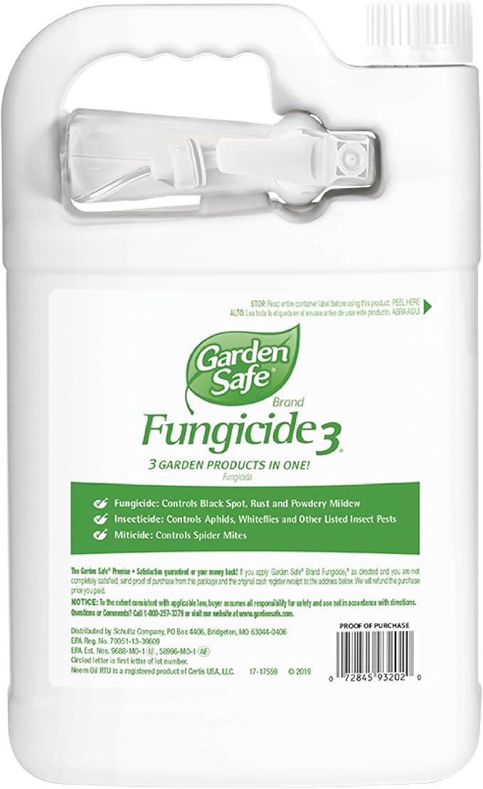 Garden Safe Fungicide 1 Gallon With Neem Oil Extract To Control Black Spot Rust Powdery Mildew Aphids Spider Mites Whiteflies Mites On Flowers Houseplants Fruits And Vegetables 4 Pack