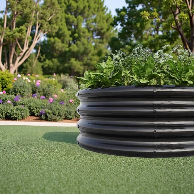 Heavy-Duty Galvanized Steel Raised Garden Bed for Vegetables Flowers Herbs and Fruits – Rust-Resistant Outdoor Planter Box (2PCS Black with 32.08x11.4 inches)