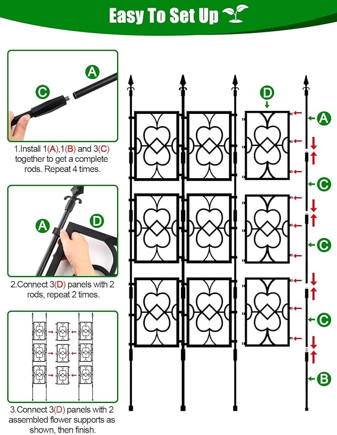 80 Garden Trellis for Climbing Plants Kalolary Screen Plant Trellis Frame for Potted Plants Rustproof Plant Support Thicken Cucumber Trellis Grow Support for Vines Flowers Vegetable Indoor Outdoor