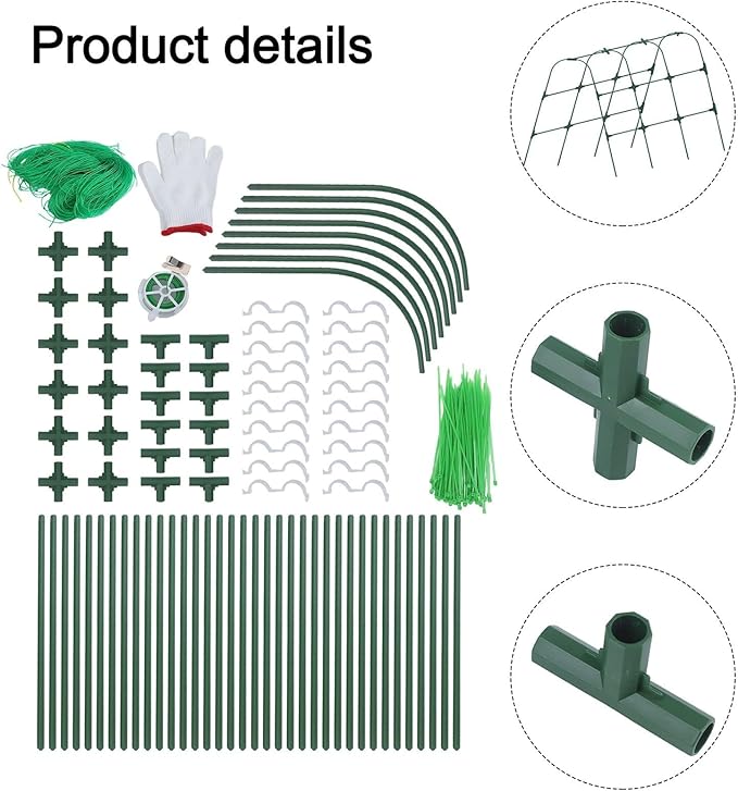 Garden Trellis Support for Raised Beds with U Shape Frame Plastic Coated Steel Construction for Climbing Vegetables and Flowers