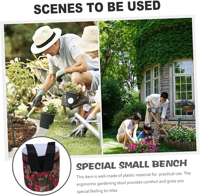Portable Farming Stool with Side Pocket 25cm High Lightweight Foam Garden Seat for Outdoor Field Work Small Plastic Workseat for Gardening Camping and Farming Tasks Random