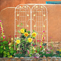 Sturdy Powder-Coated Metal Garden Trellis for Climbing Plants – Rust-Resistant Outdoor Flower Support with Elegant Lattice Design (2 Pack-Cream White)