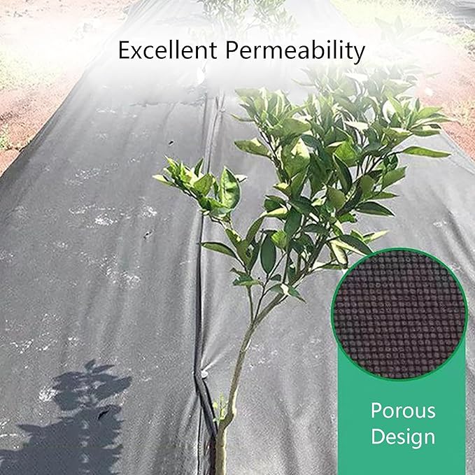 Weed Control Fabric Heavy Duty Weed Membrane Roll Tear-proof Weed Barrier Weed Barrier Mat High Permeability Ideal for Use in Patios Garden Flower Beds Landscaping(1.5 * 100m)