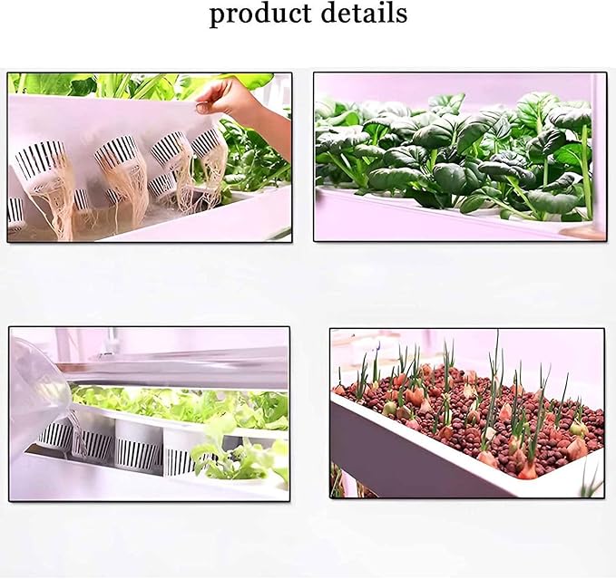 Hydroponics Tower 48/64 Hole Garden Hydroponic Growing System with LED Grow Light Planting Spaces PVC Vegetables Aeroponics Grow Kit for Herbs Fruits and Vegetables48hole