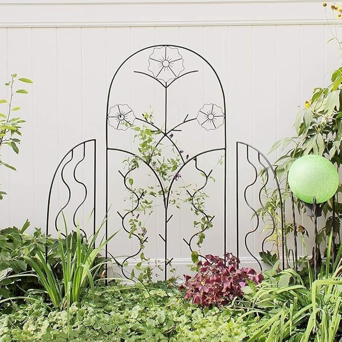 FT-42S Primrose Side Panels Support Wrought Iron Garden Trellis for Climbing Plants