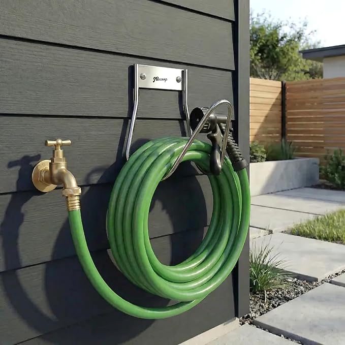 JBscoop Garden Hose Holder Stainless Steel Small Wall Mount Garden Hose Hook Ideal for Water Air Hydraulic Hose Ropes Extension Cords Heavy Duty &amp Rust Proof Size:6.3x7x6.3 Set of 1