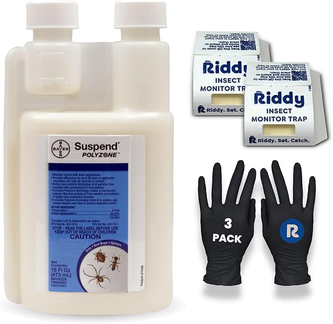 Suspend Polyzone Insecticide 2-Pack Riddy Insect Monitor Boards 3-Pack Riddy Nitrile Gloves Comprehensive Indoor and Outdoor Solution