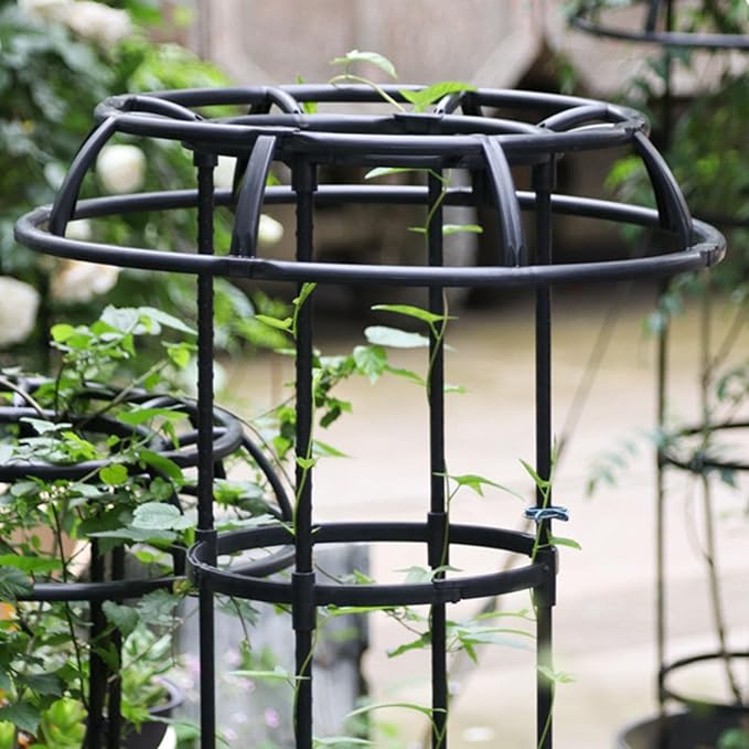 Garden Trellis for Climbing Plants Outdoor Mushroom Top Design Plant Stand Easy Installation Plant Trellis Support for Potted Plants Climbing Vine Rose Clematis Vegetable Trellis Black M