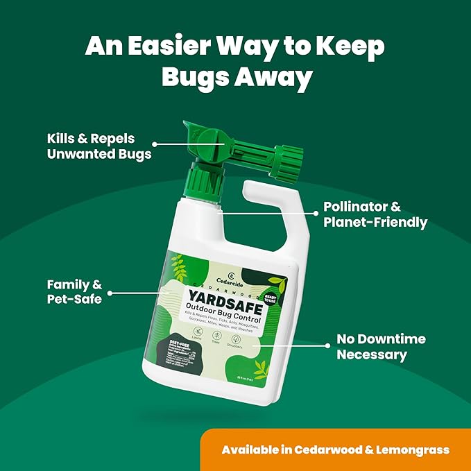 Cedarcide YardSafe | Kills &amp Repels Mosquitoes Ticks Fleas Mites &amp More with Natural Essential Oils | Family &amp Pet-Safe | Eco-Friendly | 1 Quart (32 Oz.)