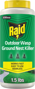 Raid Outdoor Wasp Ground Nest Killer Dust Insecticide for Outside Household Use on Wasps Fast-Working Easy-to-Use and Odorless 24 oz