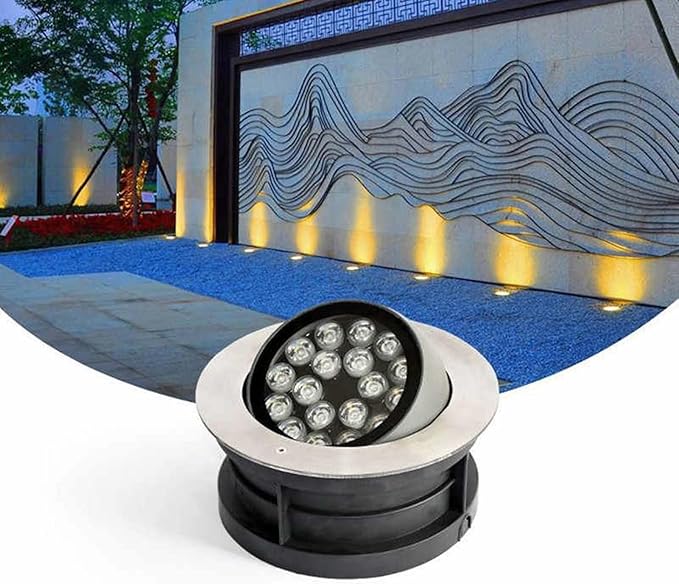 Recessed LED Outdoor Spotlight 24V Outdoor Beam Light Adjustable LED Buried Light IP67 Waterproof Ground Landscape Lights for Gardens Terraces Architectural Lighting(Green6w)