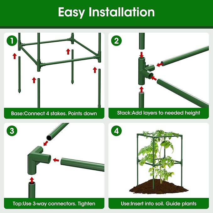 6 Pack Tomato Cages 41.7 H Square Tomato Plant Stakes Support Cages Trellis for Garden Climbing Vegetables Flowers FruitsExtra Bold