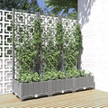 Garden Planter Light Grey Polypropylene Large Planters with Trellis for Climbing Plants Outdoor Raised Garden Bed for Patio Balcony 47.2x15.7x47.8in