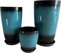 24/21/11 Inch Tall Planter Pots Garden Plastic Planters - Set of 3 for Indoor &amp Outdoor Use - Decorative Lightweight Flower Pots