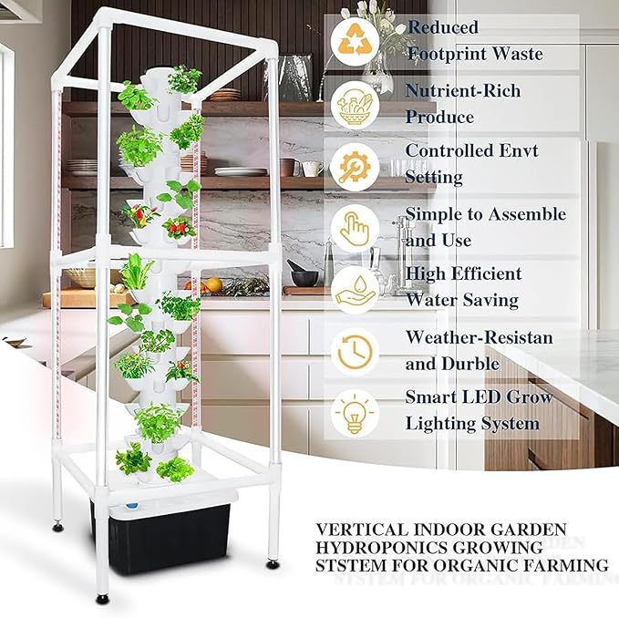 15 Layers 45 Plant Locations Hydroponic Tower Growing Indoor Vertical Grow Tower Hydroponic Growing Aquaponics Growing Syste