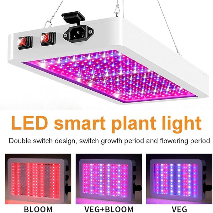 1000W LED Grow Light 261PCS LEDs Dual Switch Full Spectrum Plant Light Grow Lights for Indoor Hydroponic Plants Veg Flower Greenhouse Growing Lamps