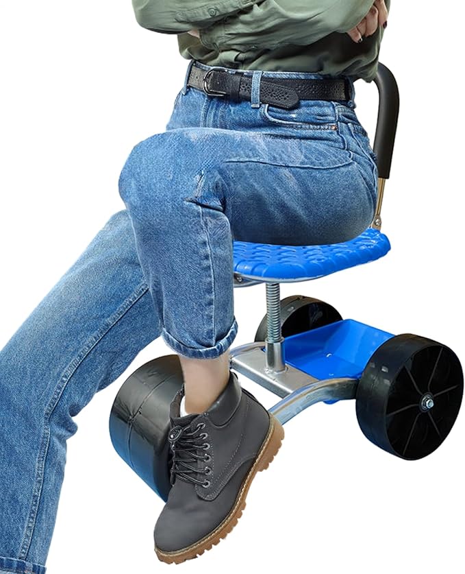 Gardening Stools for Seniors - Garden Seat with Wheels | Rolling Chair | 360 Degree Swivel Seat | Garden Chair for Outdoor | 360 Degree Rotating Chairs for Garage Sitting Weeding Lawn Camp Yard