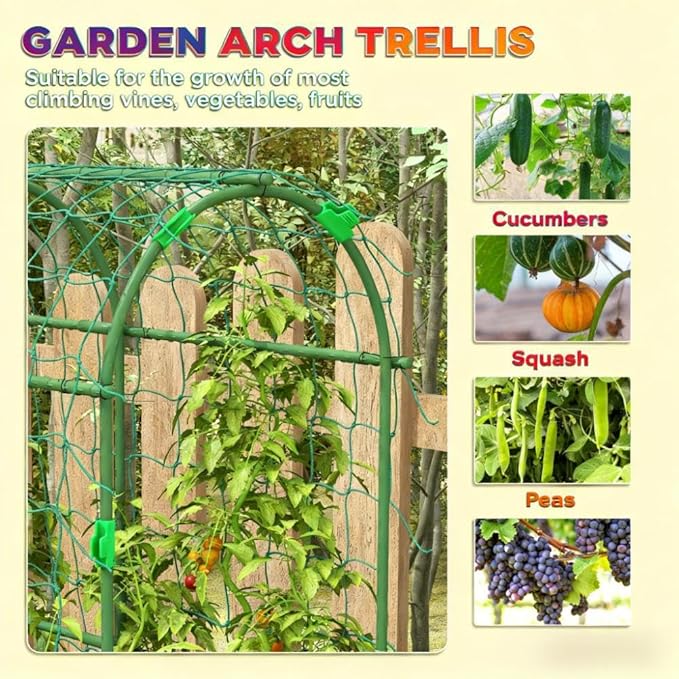 Arch TrellisA Frame Metal Garden Trellisfor Climbing Plants Outdoorwith Climbing Net