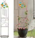 Garden Trellis with Plant Stands 48” Metal Detachable Butterfly Plant Pot Trellis with Wind Chimes for Climbing Plants Outdoor Lawn Patio Porches Decor