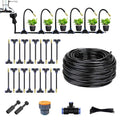 Garden Watering System Greenhouse Mist Drip Irrigation Kit65Ft Hanging Plant Watering System with 20 Three-Way Atomizing Nozzle and 12mm IrrigationTubing Hose Gold